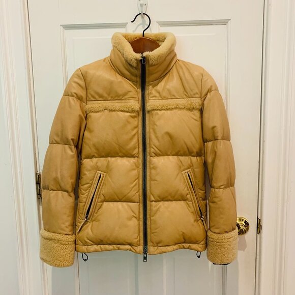 COACH Leather Horse And Carriage Down Jacket With Shearling XS - Picture 1 of 13